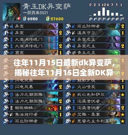 往年11月15日全新DK异变萨,深度解析、实战指南与揭秘新特性