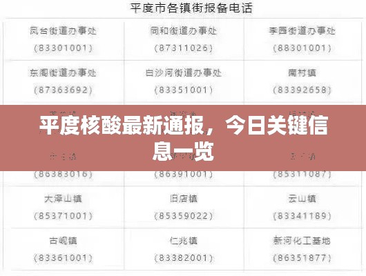 平度核酸最新通报,今日关键信息一览
