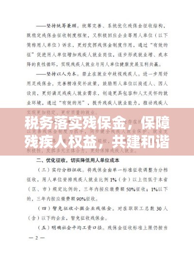 税务落实残保金,保障残疾人权益,共建和谐社会公平梦